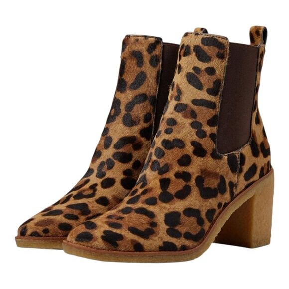 Lauren Ralph Lauren Marianna Leopard-Print Haircalf Bootie 10B Chelsea Boots NEW - Picture 1 of 16
